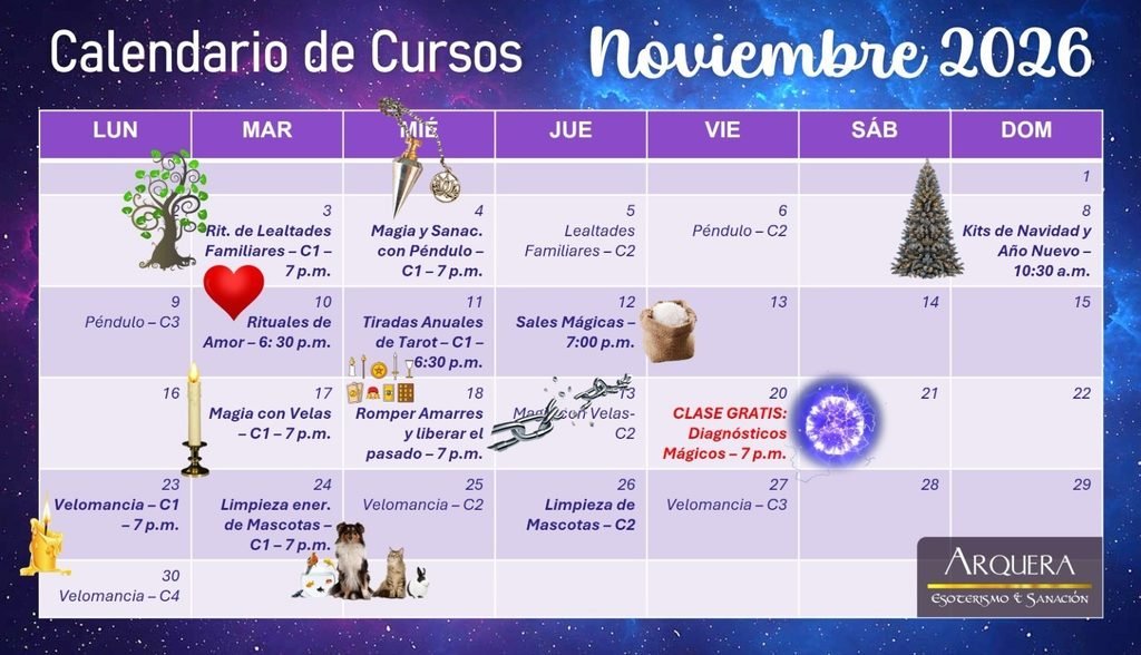 Calendario Arquera EyS Noviembre 2026